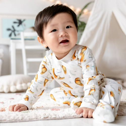Unisex owl print babygrow