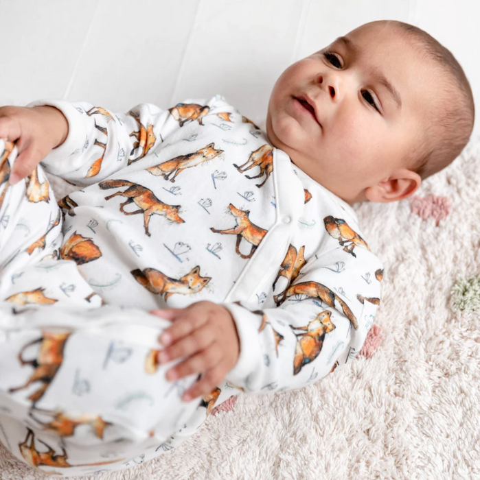 Unisex fox print babygrow