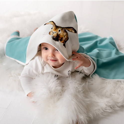 Pure cotton baby blanket with 'Molly' hare design