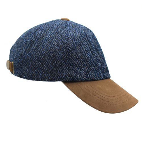 Glencairn Harris Tweed Baseball Cap with Genuine Leather Peak