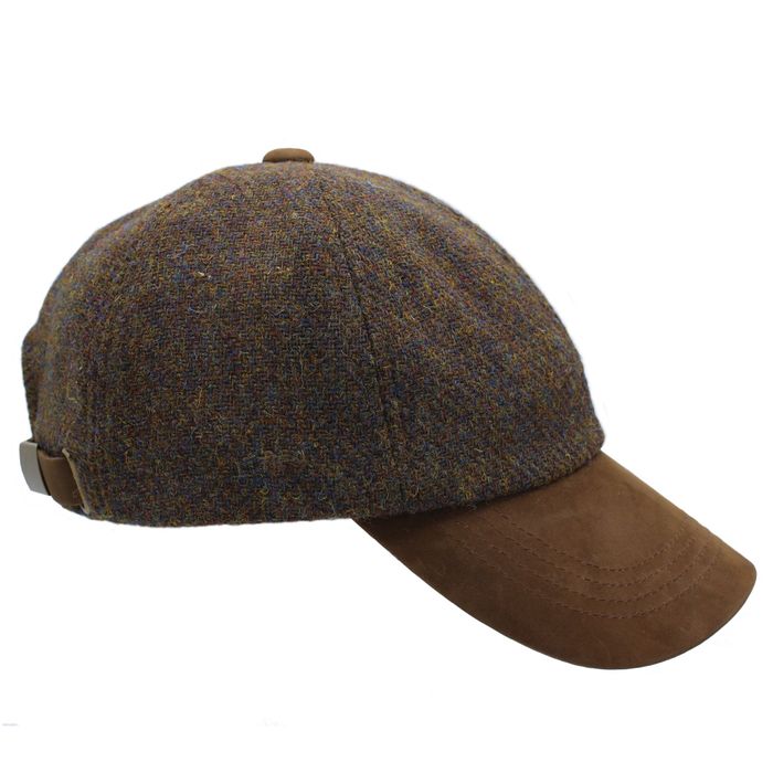 Glencairn Harris Tweed Baseball Cap with Genuine Leather Peak