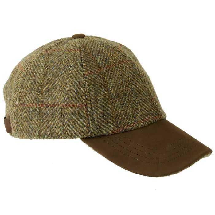 Glencairn Harris Tweed Baseball Cap with Genuine Leather Peak