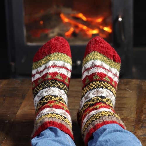 Hand knit pure wool ankle socks