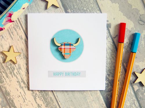 Tartan Highland Cow Card