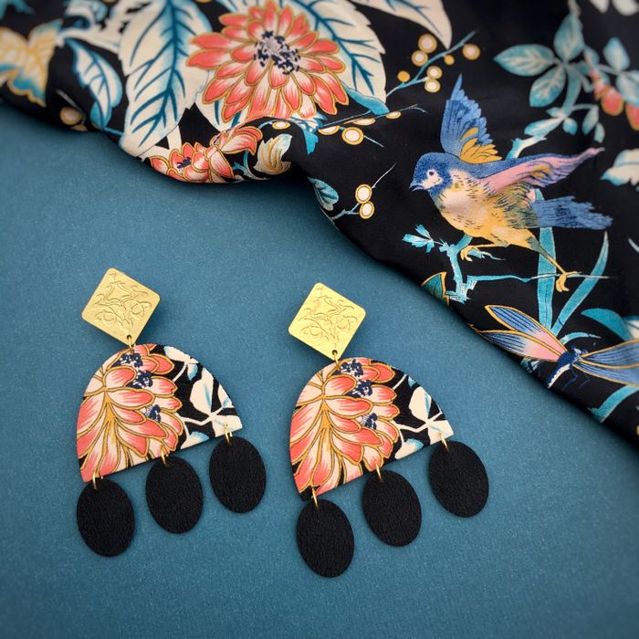 Midnight Cascade Dangle Stud Earrings