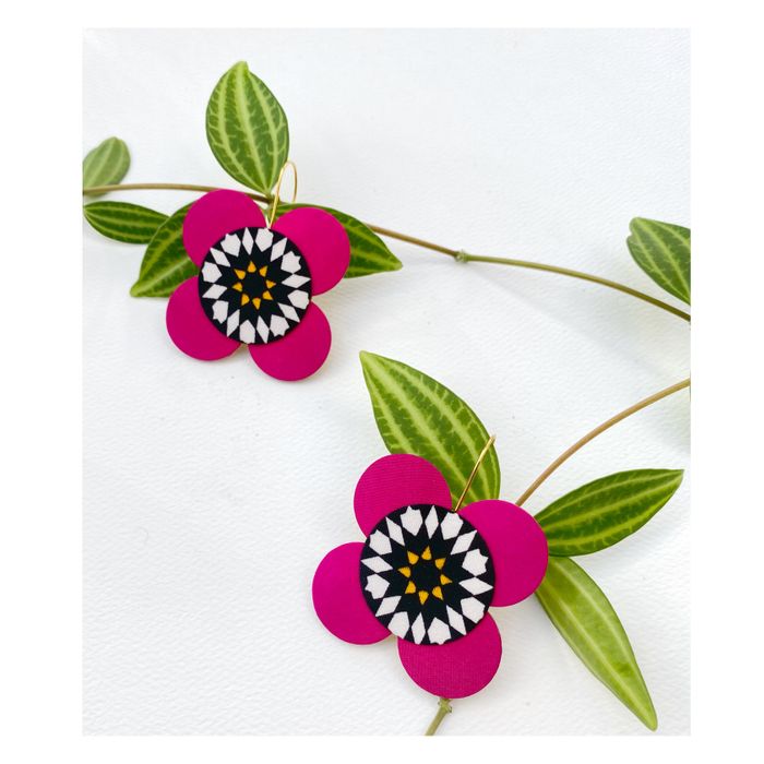 Moon Flower Dangle Hook Earrings