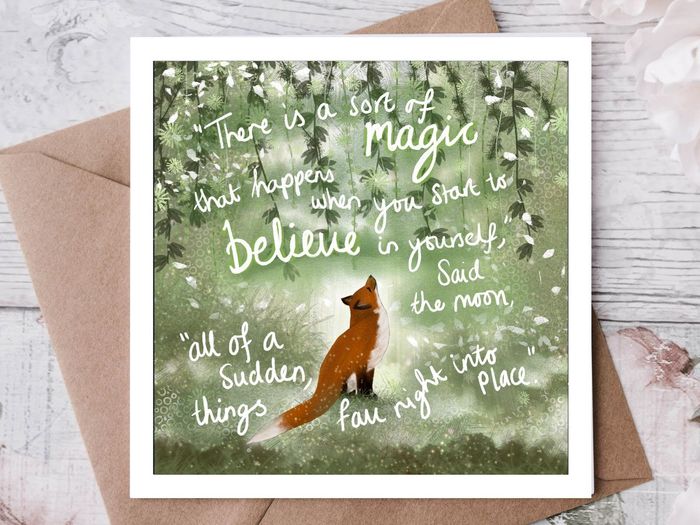 Greeting Cards - Fox Under The Moon