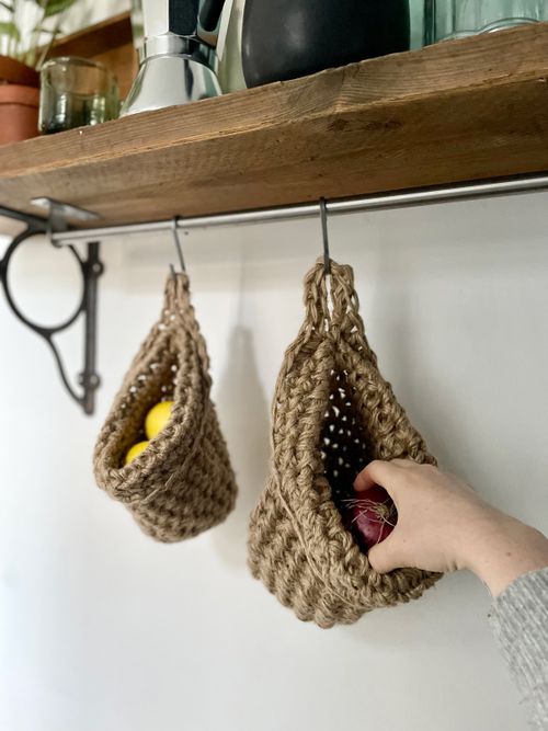 Jute Hanging Storage Basket (Large)