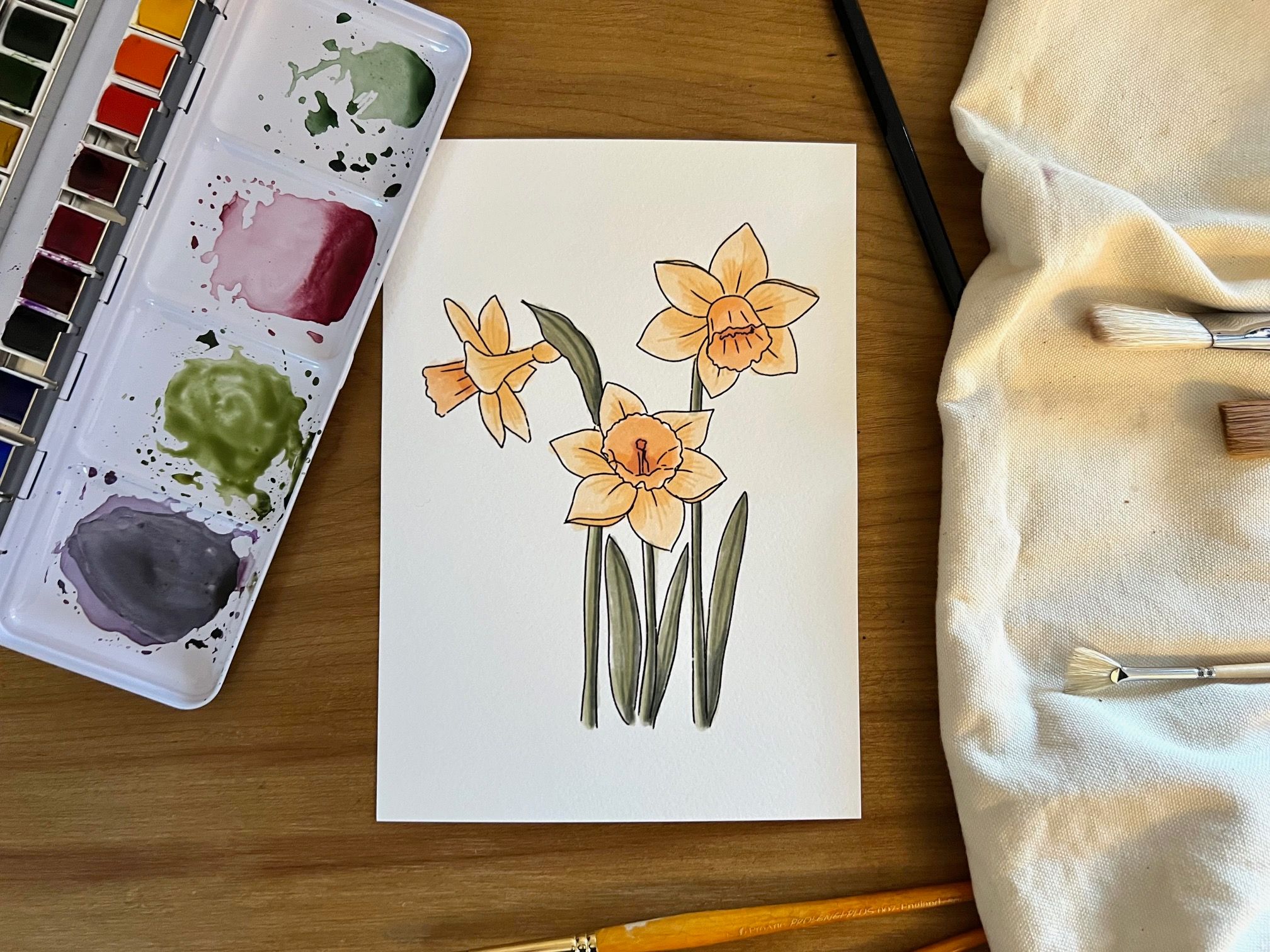 Daffodil Bunch Mini Art Print A5