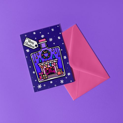 Fireplace Christmas Card