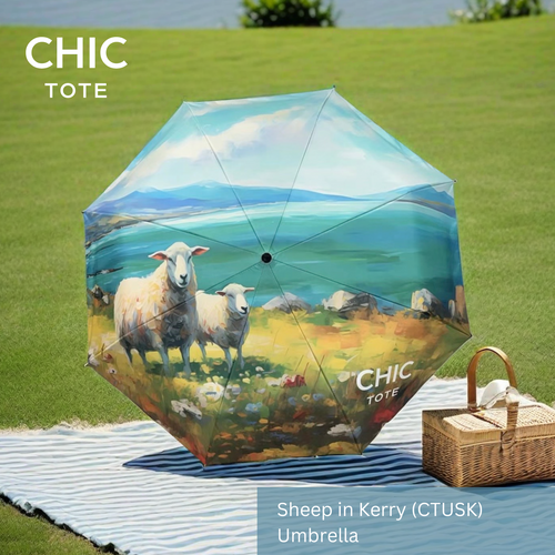 Artistic Automatic Folding Umbrella | All-Weather Travel Companion | Sheep in Kerry