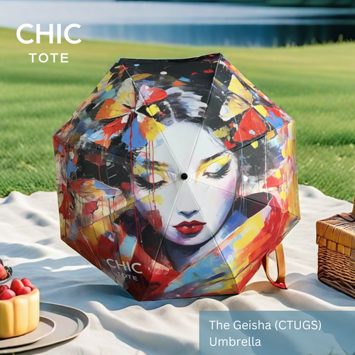 Artistic Automatic Folding Umbrella | All-Weather Travel Companion | The Geisha