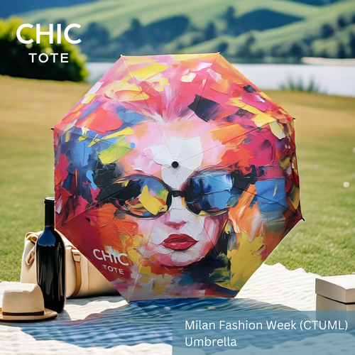 Artistic Automatic Folding Umbrella | All-Weather Travel Companion | Milan Fashion Week