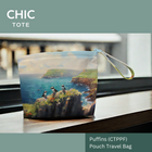 Artistic Tote Bags | Pouch Travel Bags | Irish-Designed | Puffins on the Cliffs