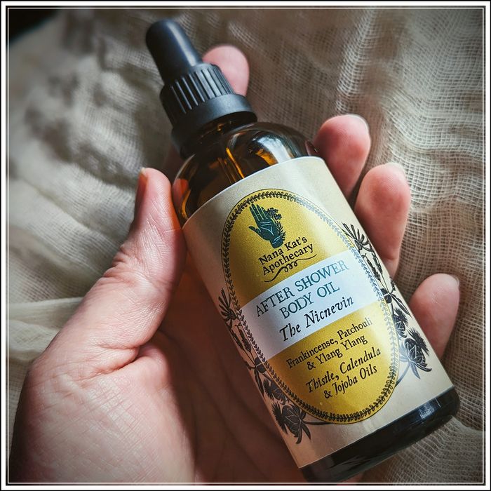 After Shower Body Oil - The Nicnevin - Patchouli, Frankincense & Ylang Ylang