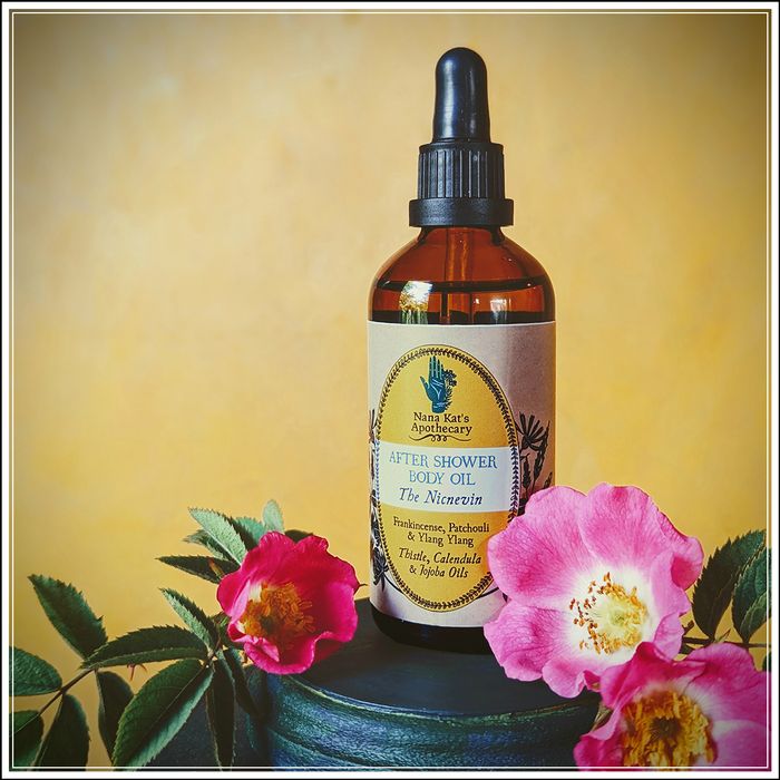 After Shower Body Oil - The Nicnevin - Patchouli, Frankincense & Ylang Ylang