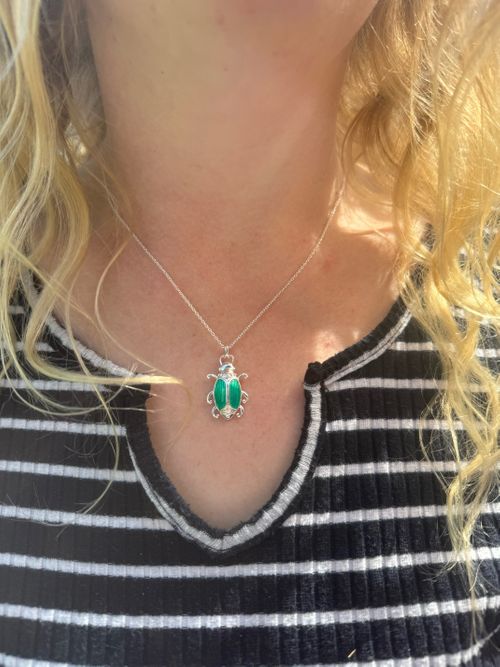Green Queen Beetle Necklace