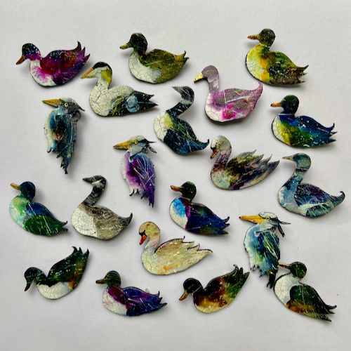 Bird Brooches - Swans, Geese, Heron, Ducks