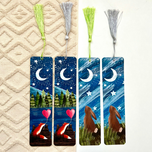 Fox & Rabbit Bookmarks With Tassel