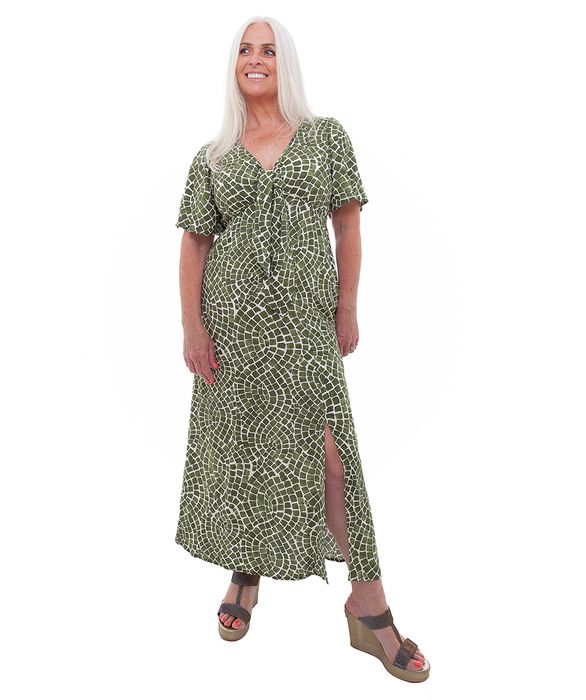 Mosaic Print Bust Tie Dress