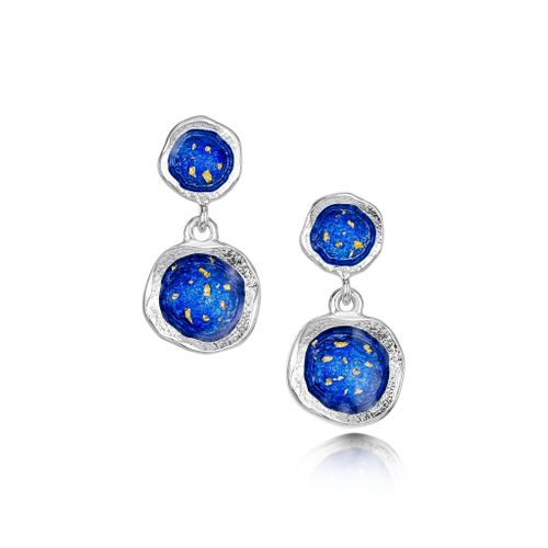 Lunar Universe Double Drop Earrings in Midnight Gold Enamel