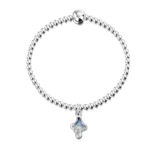 Sea Moss Moonstone Stretch Bracelet in Sea Blue Enamel