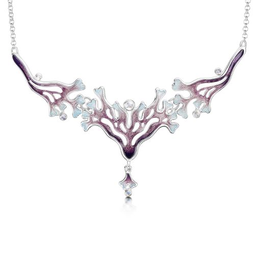 Sea Moss 3-part Moonstone Dress Necklace in Sea Pink Enamel