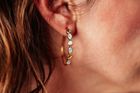 Gold Gemstone Hoop Earrings