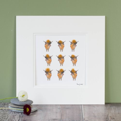 Highland Cows hand finished print