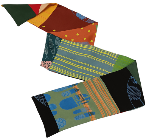 Silk Twill Skinny Patchwork