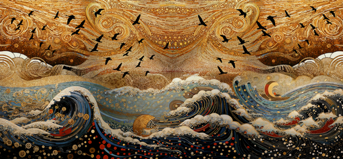 Geese Over Golden Skies