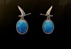 Blue enamel stud earrings