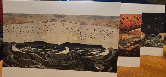 Fulmars in a Midnight Sky card