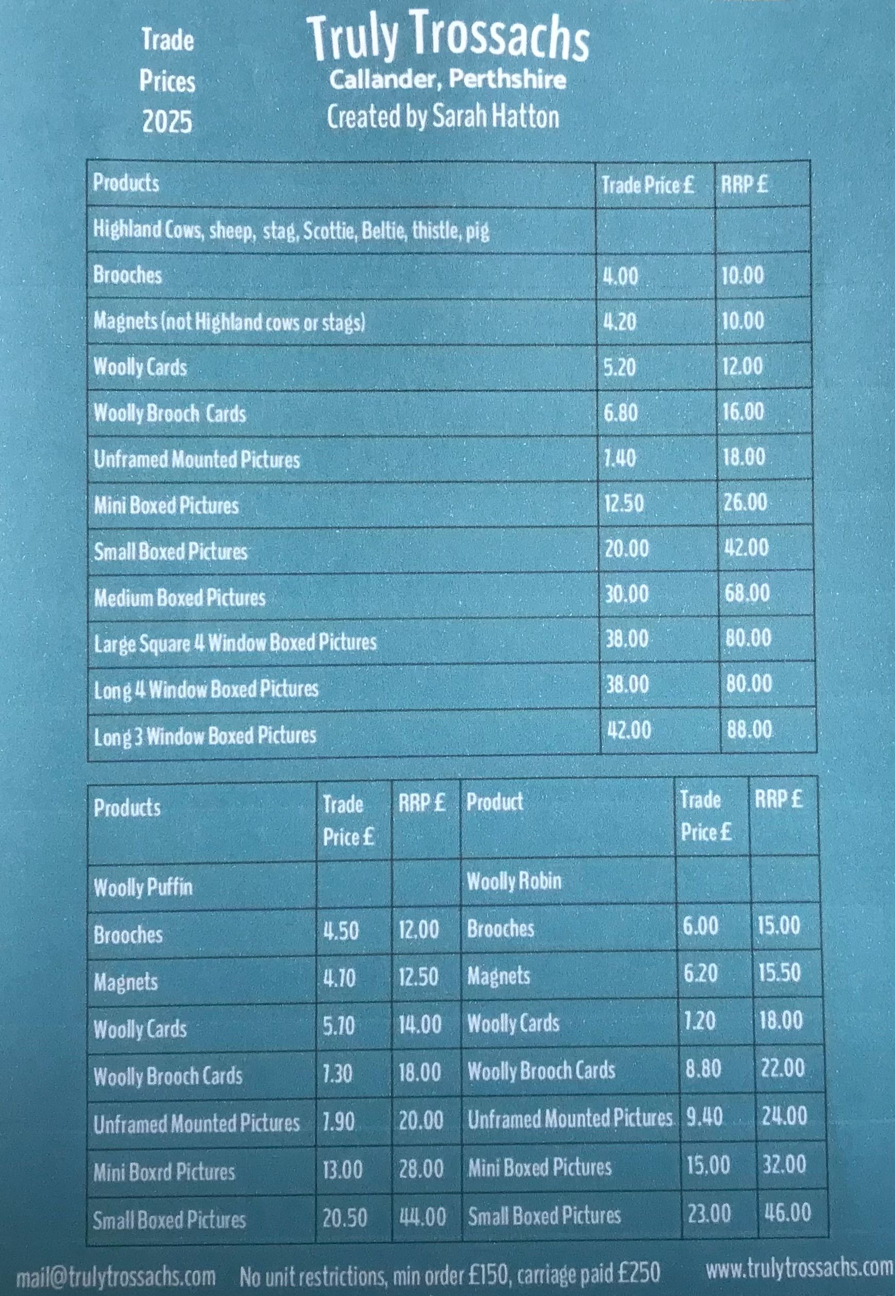 Trade Price List 2025