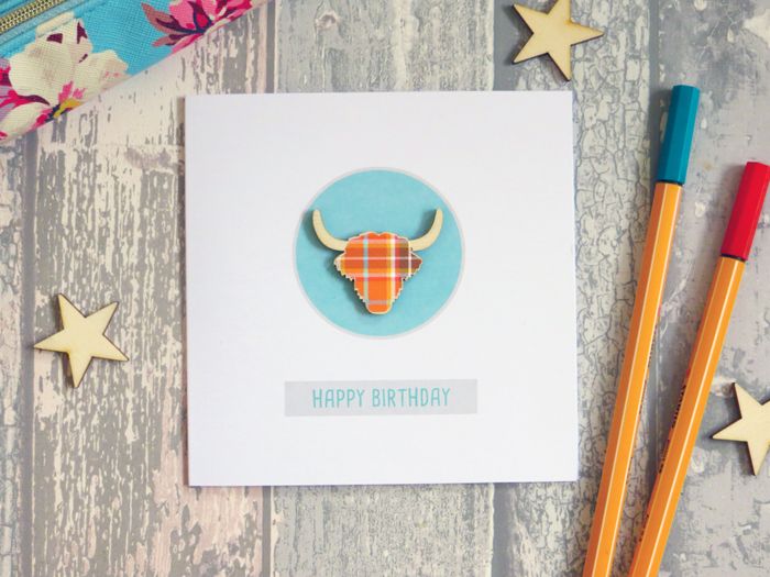 New Printed Tartan Cards with Wooden Shapes