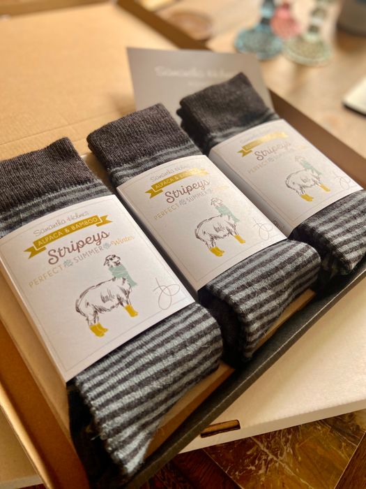 Mens Charcoal Alpaca Stripe Socks