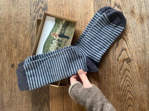 Mens Charcoal Alpaca Stripe Socks