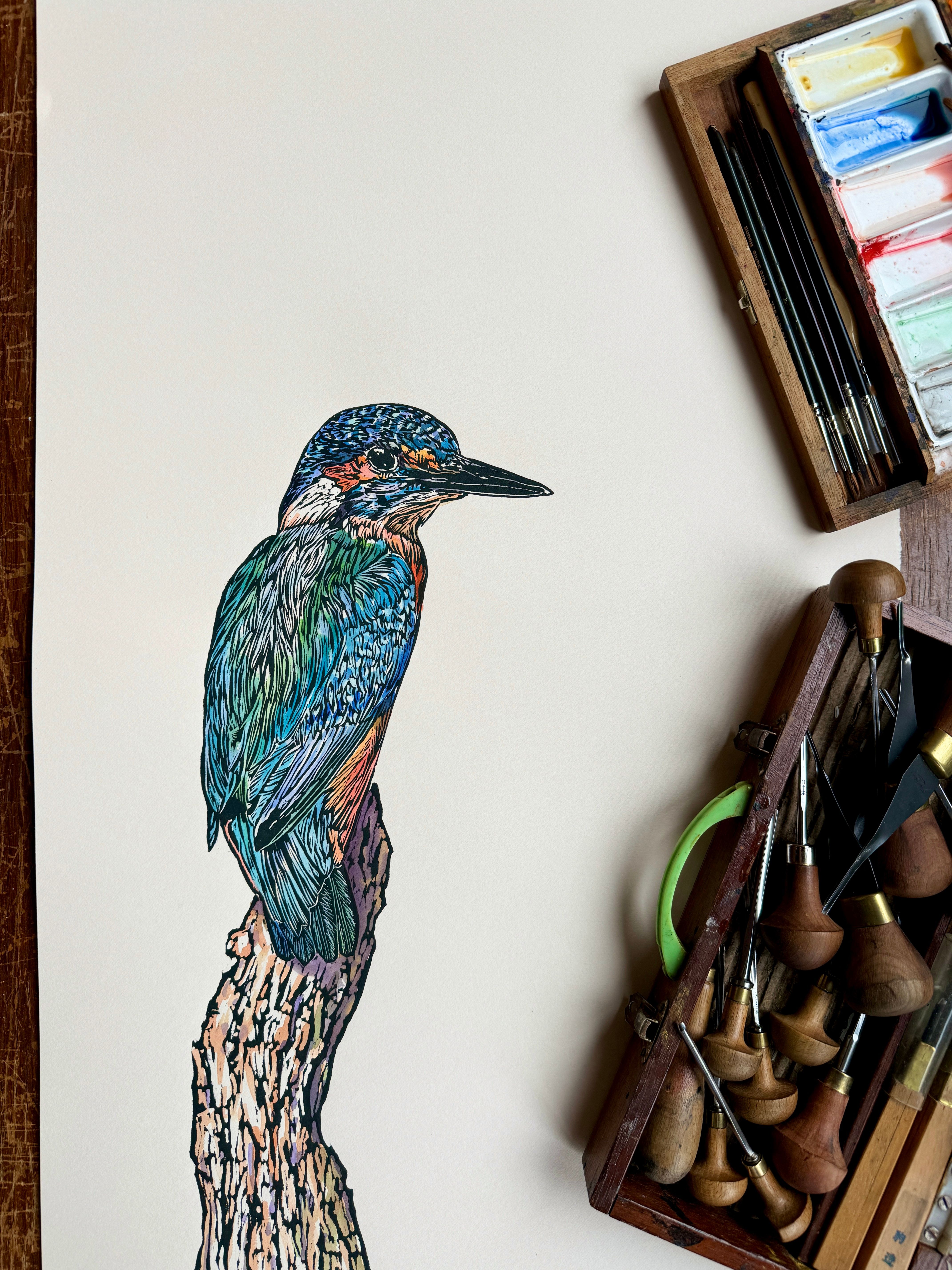 Original Hand coloured limited edition linocuts