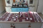 Whole deer, butchered into different cuts; packed & labelled