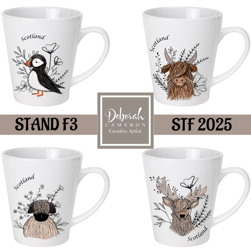 New For 2025 - Latte Mugs Highlands/Flowers Designs