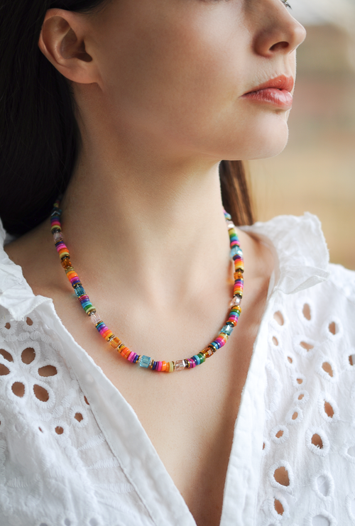 Bright colourful shell necklace
