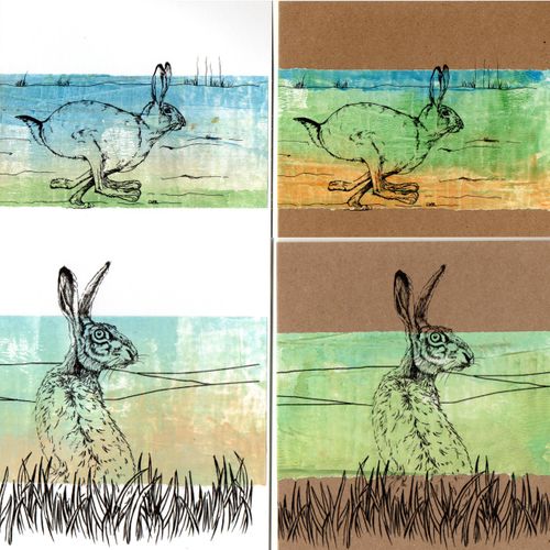 Alert Hare and Hare Greeting Cards