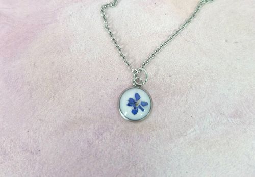Small Real Dried Forget Me Not Necklace