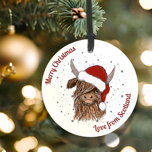 Highland Cow Christmas Decorations - Custom Location