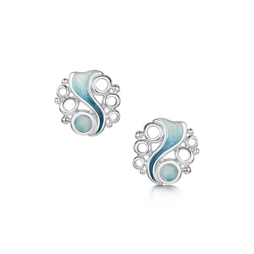 Arctic Stream Stud Earrings in Arctic Blue Enamel