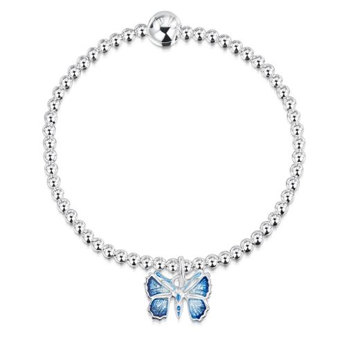 Holly Blue Butterfly Silver & Enamel Stretch Bracelet