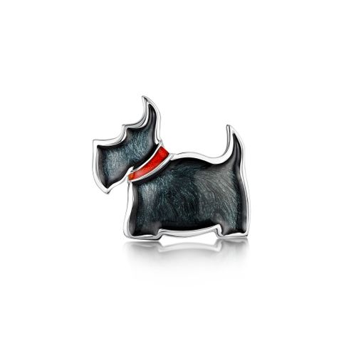 Scottie Dog Brooch in Reekie Black Enamel