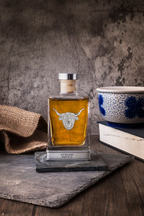 Highland Coo glass flask