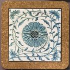 Turquoise or grey Vintage Floral design on tile coasters and trivets
