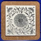 Turquoise or grey Vintage Floral design on tile coasters and trivets